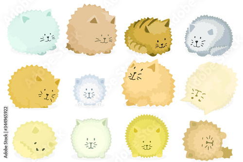 Cats Cartoon Set Stylized
