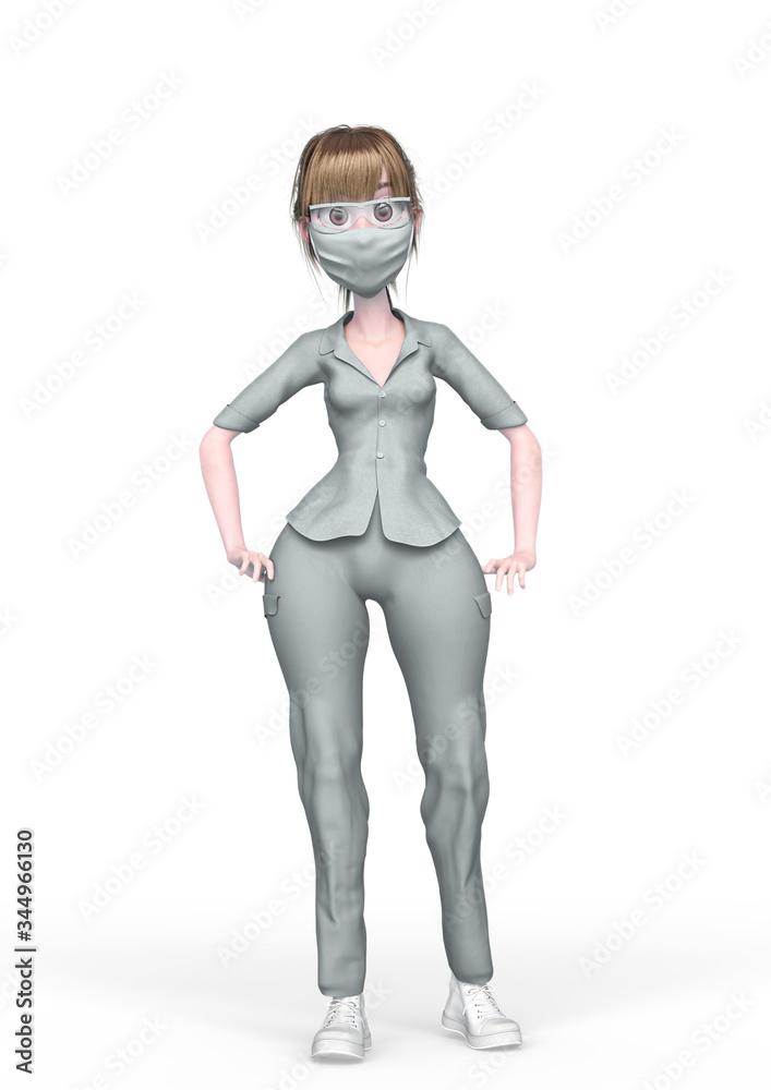 nurse cartoon in white background