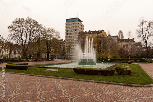 Old fountain in front of Central Mineral Bath, medieval Banski square, Sofia, Bulgaria, Europe   photo