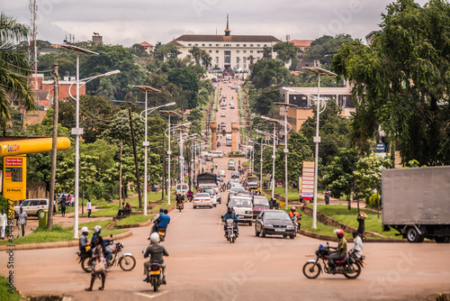 long straight road to parliament house in kampala uganda photo