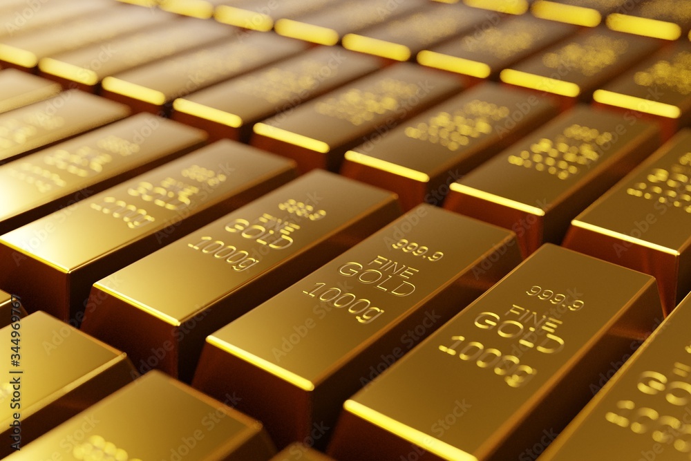 Gold bullion bars, precious metal investment as a store of value. Digital 3d render. Gold bullion bars, precious metal investment as a store of value. Digital 3d render.
