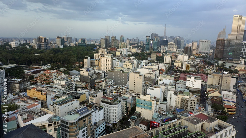 Fototapeta premium skyline of ho chi minh city at dusk