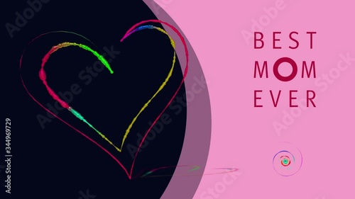 Mothers day video with  dancing heart and animated letters on pink background. HD 