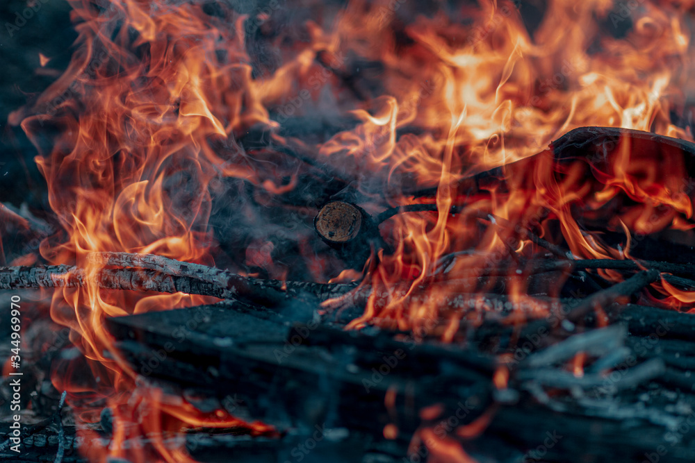 Hot fire. Flame of the bonfire