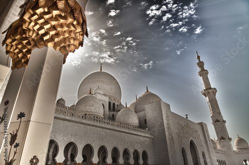Sun Rays Peeking Out on Zayed Mosque photo