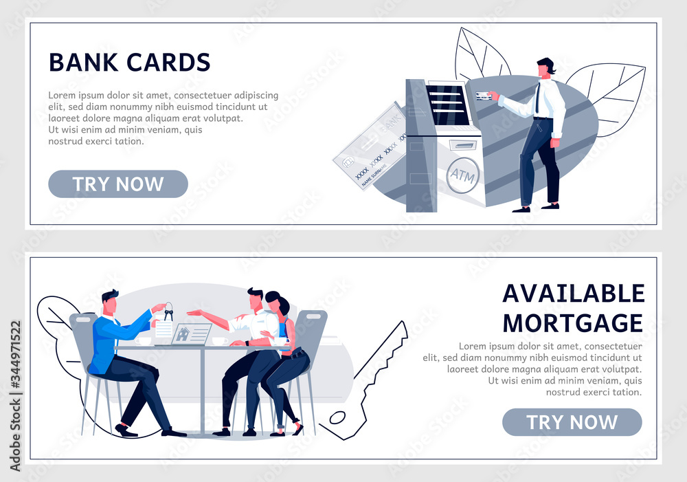 Bank Horizontal Banners Set Bank Horizontal Banners Set