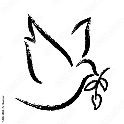 Dove of peace with olive branch.