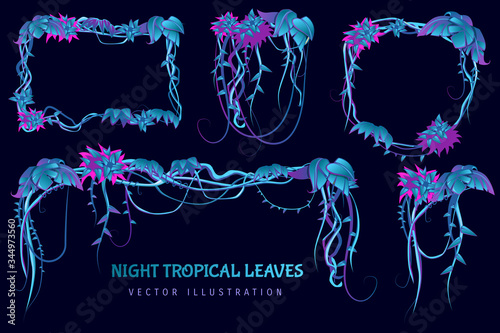 Tropical Leaves Cartoon Set