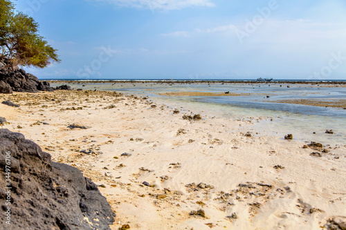 The beautiful ocean coast of Gili Trawangan island  Bali  Indonesia.