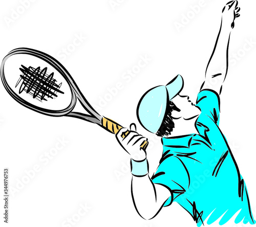 tennis player man with racket vector illustration