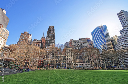 Green Lawn and Skyscrapers in Bryant Park