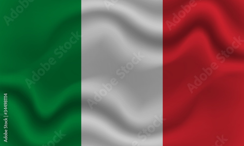 national flag of Italy on wavy cotton fabric. Realistic vector illustration.
