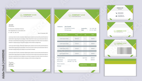 Classic stationery business corporate identity design with Letterhead template, invoice and business card.