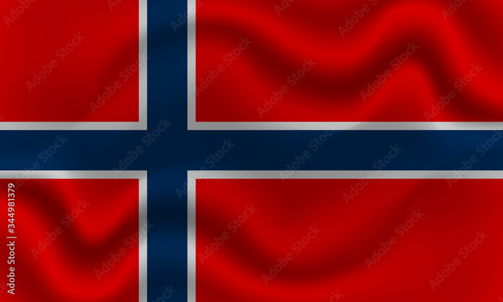 Obraz premium national flag of Norway on wavy cotton fabric. Realistic vector illustration.