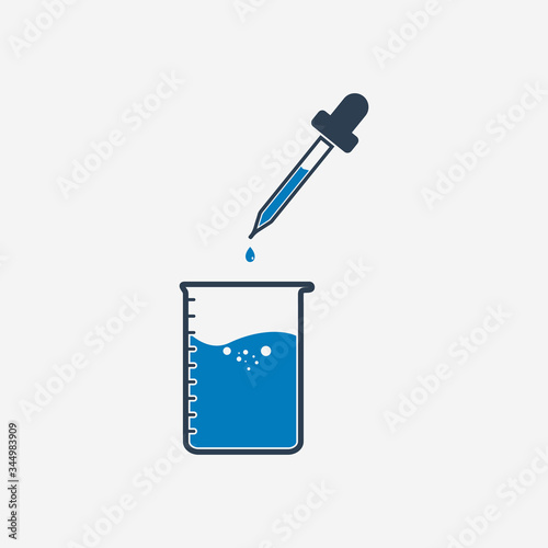 Chemical Beaker and Pipette Icon. Editable Vector EPS Symbol Illustration.