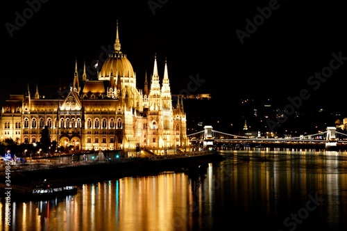 hungarian parliament building at night