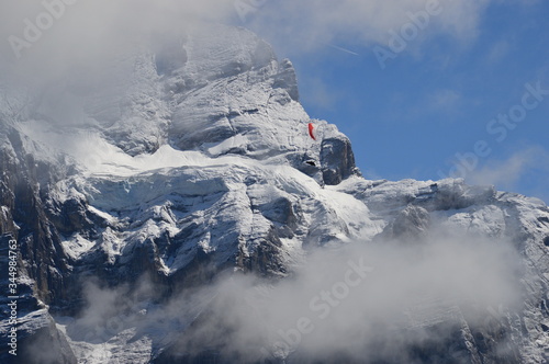 Paraglider in clouds