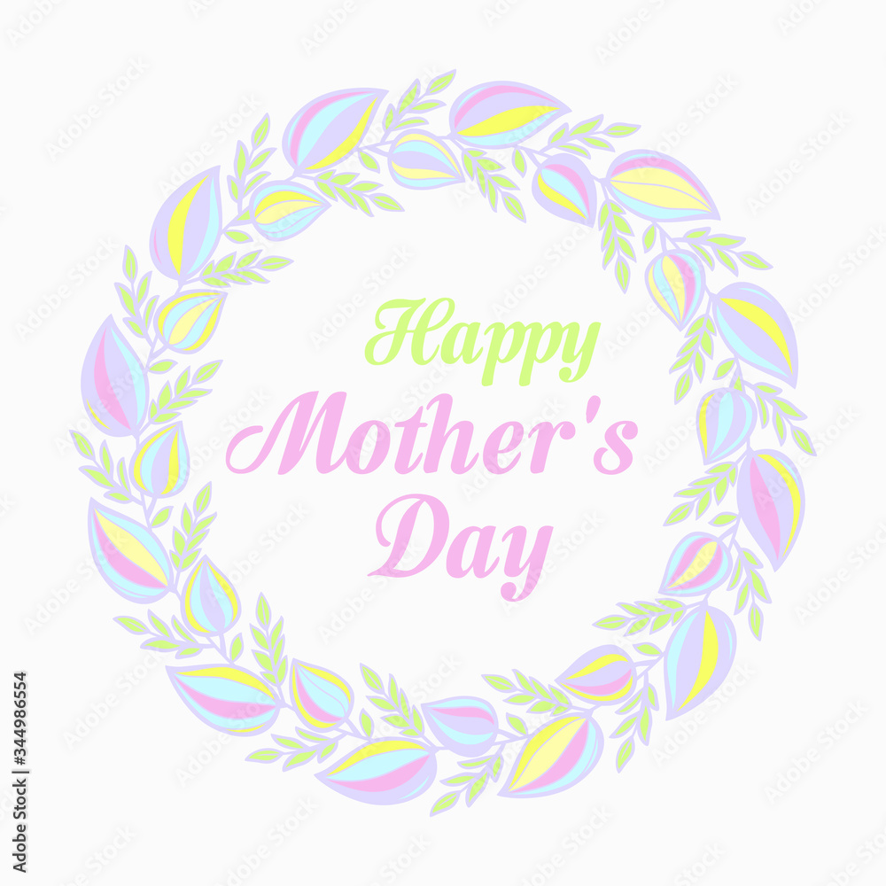Obraz premium vector wreath of bright spring flowers and leaves. The inscription inside the spring wreath. lettering
