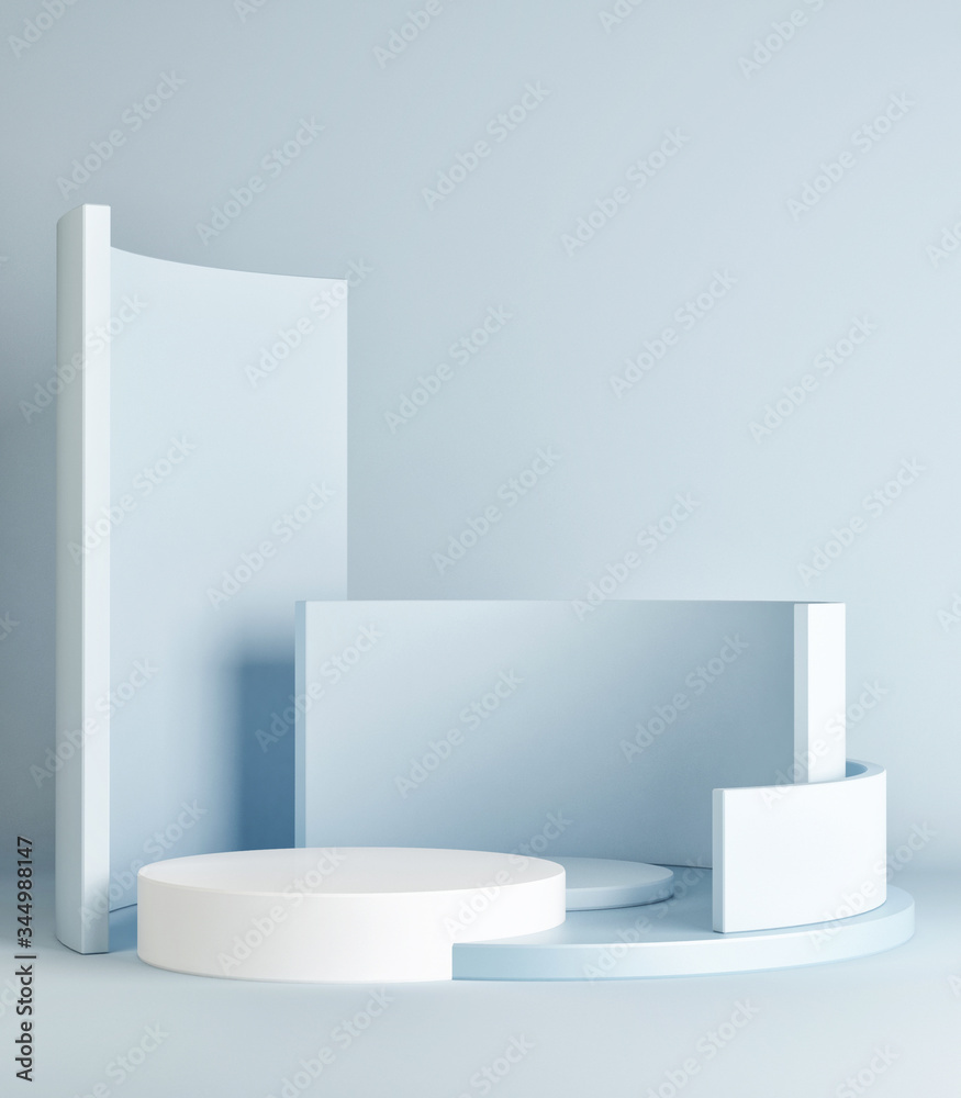 Mockup podium for product presentation, blue background, 3d render, 3d illustration Mockup podium for product presentation, blue background, 3d render, 3d illustration