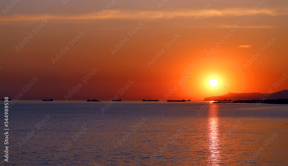 Photo of a beautiful sunset on the sea