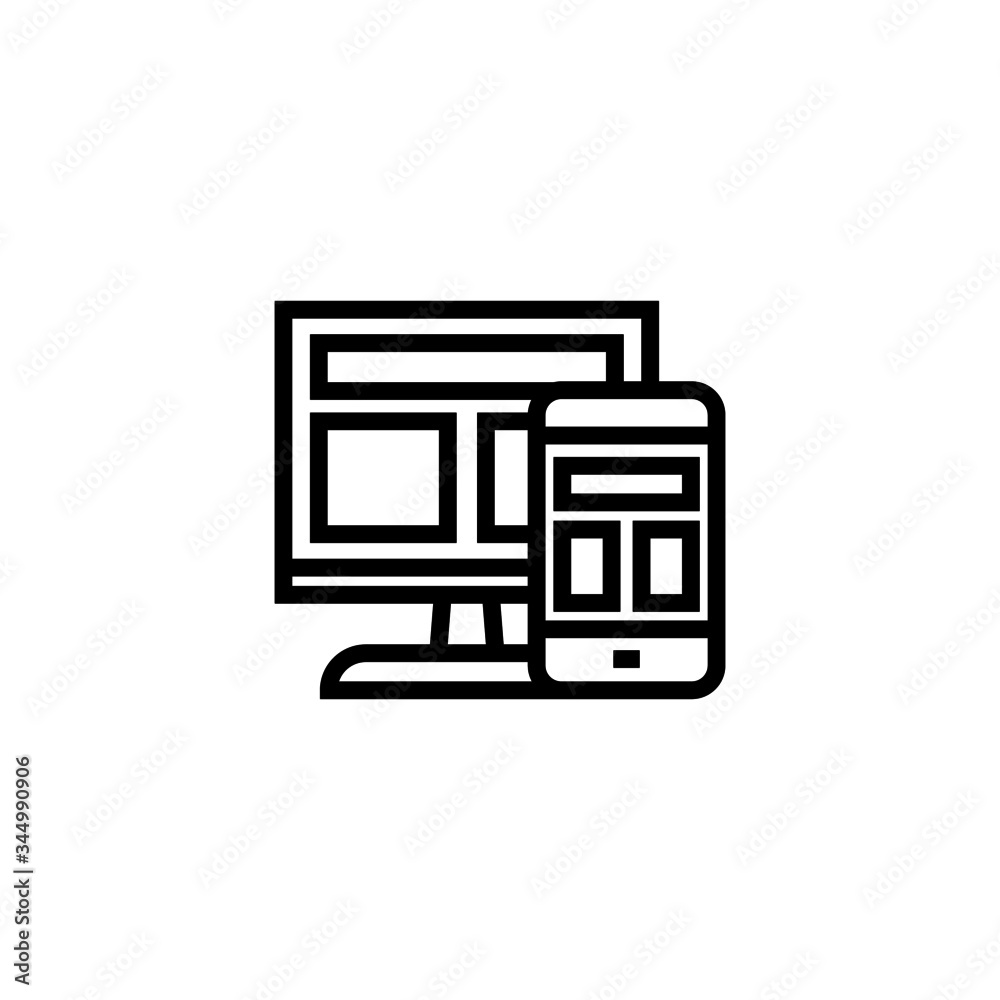 Responsive vector icon in linear, outline icon isolated on white background Responsive vector icon in linear, outline icon isolated on white background