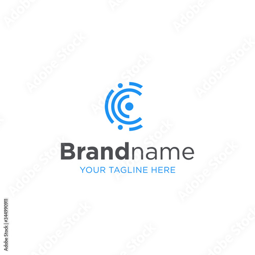 letter C vector logo design element, abstract information and identification fingerprint, thumbprint abstract logo