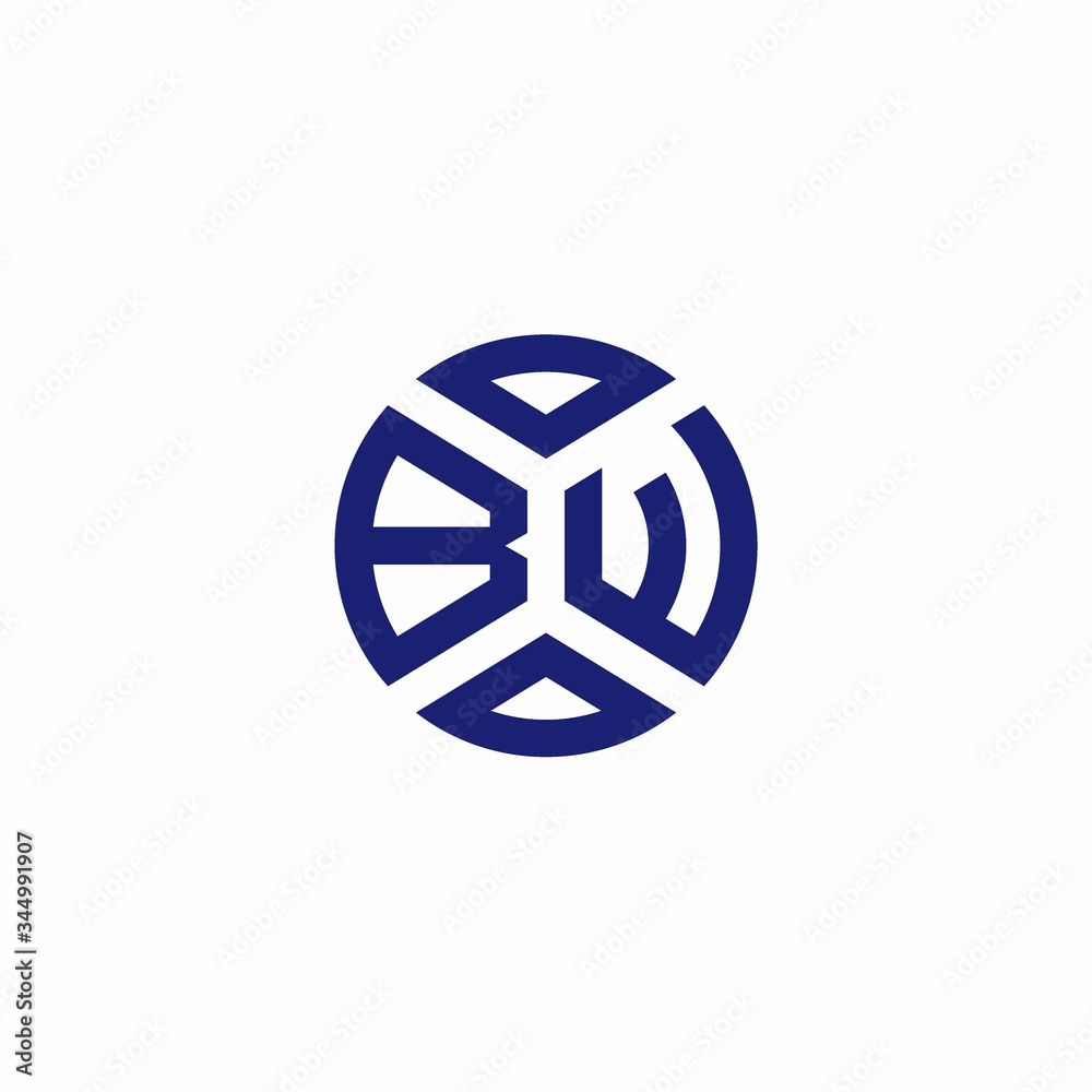 BW monogram logo with abstract shapes in modern style BW monogram logo with abstract shapes in modern style