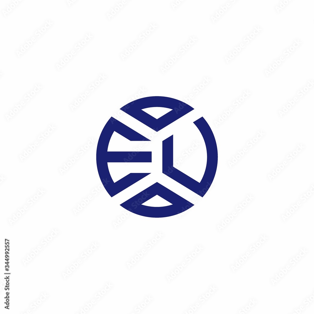 EU monogram logo with abstract shapes in modern style EU monogram logo with abstract shapes in modern style