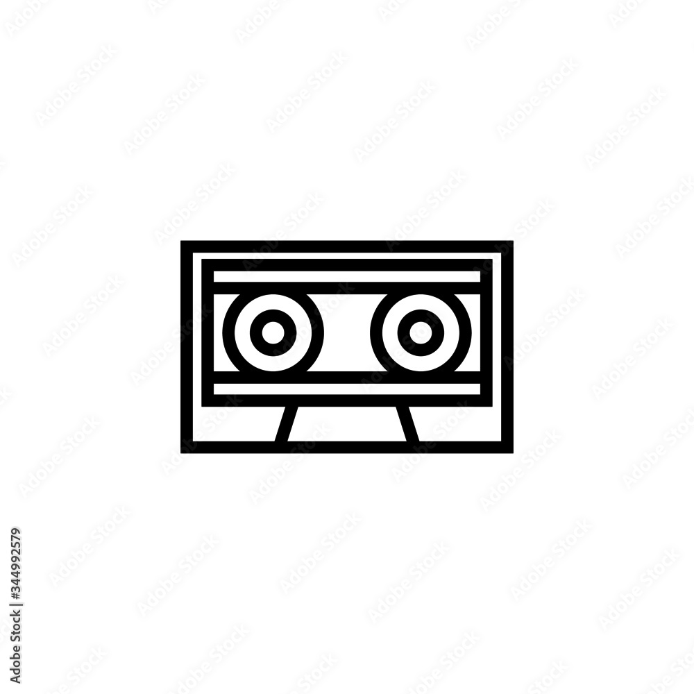 Music tape vector icon cassette in linear, outline icon isolated on white background Music tape vector icon cassette in linear, outline icon isolated on white background