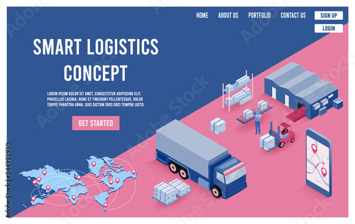 Modern isometric concept of Global Logistics, Warehouse Logistics, Sea Freight Logistics. 
Easy to edit and customize. Vector illustration