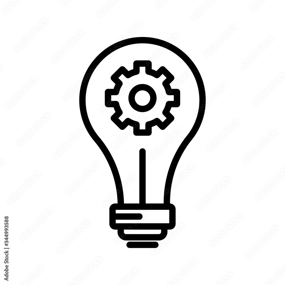 Innovation line icon. Light bulb and cog inside. Premium quality graphic design element. Modern sign. Design template vector Innovation line icon. Light bulb and cog inside. Premium quality graphic design element. Modern sign. Design template vector