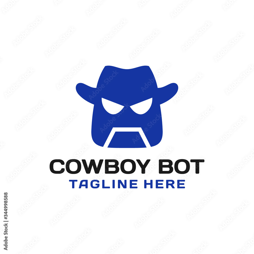 simple flat Cowboy robot logo design