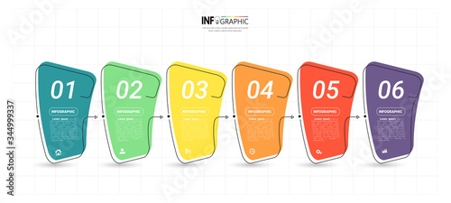 Timeline Infographics design template, linear concept with 6 steps	
