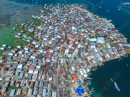 Aerial of Bungin Island is the most populous island in the world photo