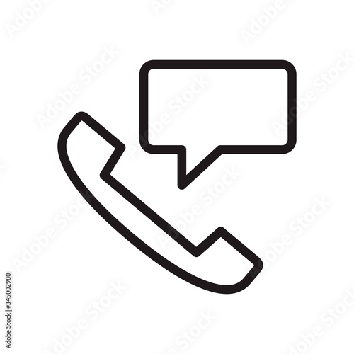 Talking by phone icon. Line style design. Phone with speech bubble, phone conversation. Vector graphic illustration. Suitable for website design, logo, app, template, and ui. Editable stroke. EPS 10.