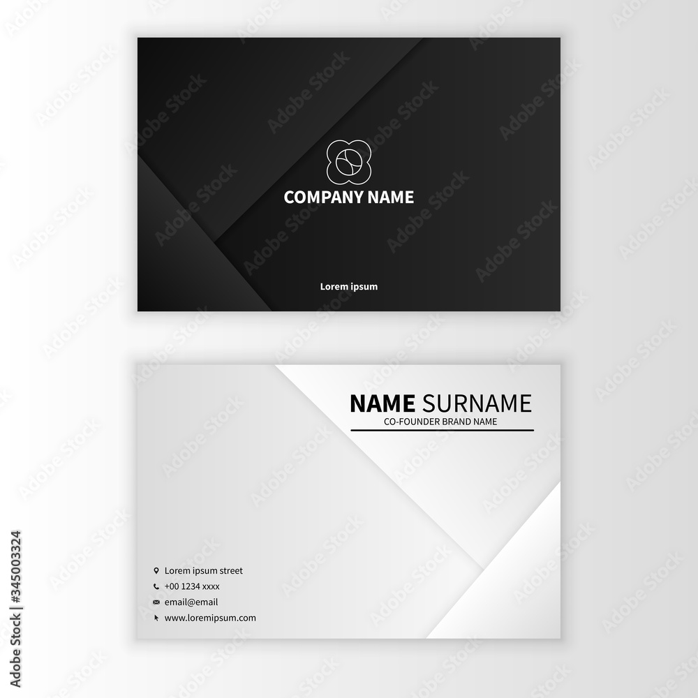 Vector graphic of Business card design, with modern black and white color scheme. Perfect to use for corporate