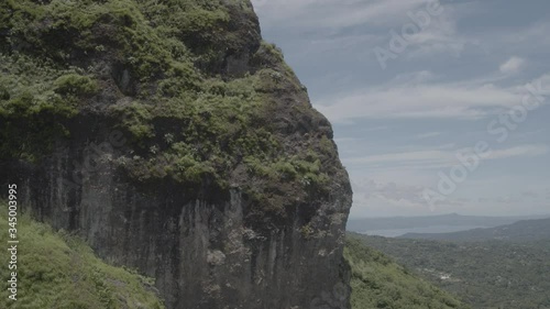 a tree covered mountain in a mountain range