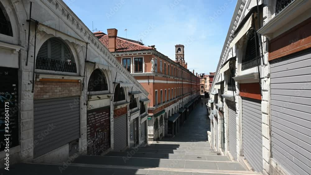 May 2020, Venice-Italy, Walking through the monuments of the ancient city of Venice at the time of the coronavirus, between closed shops and the absence of tourists May 2020, Venice-Italy, Walking through the monuments of the ancient city of Venice at the time of the coronavirus, between closed shops and the absence of tourists