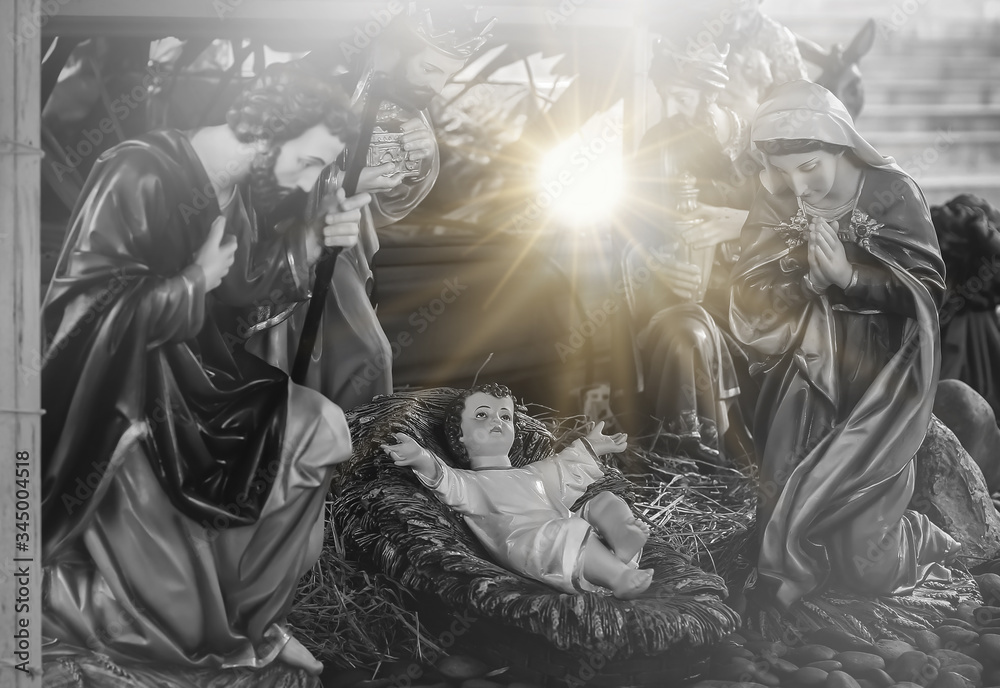 Φωτογραφία The statue of Mary Joseph and Jesus, Jesus' birthday baby is a statue of Maria and Joseph and Jesus, a newborn baby