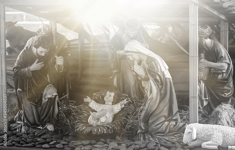 Φωτογραφία The statue of Mary Joseph and Jesus, Jesus' birthday baby is a statue of Maria and Joseph and Jesus, a newborn baby