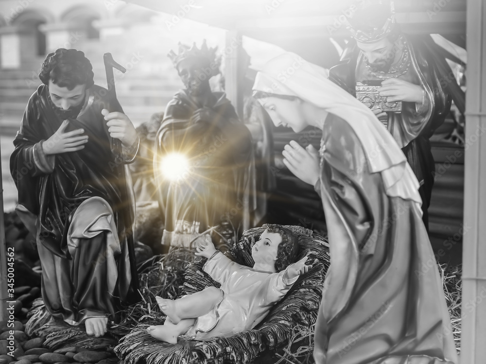 Φωτογραφία The statue of Mary Joseph and Jesus, Jesus' birthday baby is a statue of Maria and Joseph and Jesus, a newborn baby