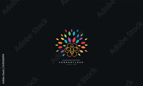 ector logo and packaging design templates in trendy linear style - natural and farm honey concepts - labels and tags with bees, honeycombs and flowers