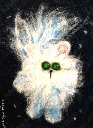 abstract  cat walks across the night starry sky