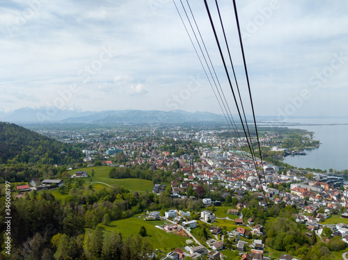 The Austrian city of Bregenz and Lake Constance (Bodensee) - aerial view from a cable car photo