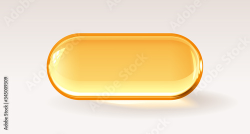 Golden trasparent capsule - realistic medical pill or honey drop
