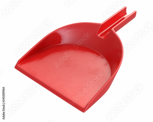 3D render of red Dustpan isolated on white.