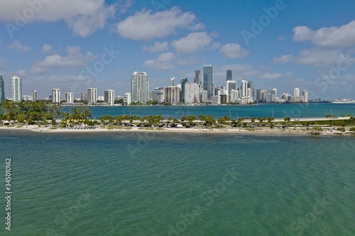 Miami Aerial View Downtown and Bridge to Key Biscane