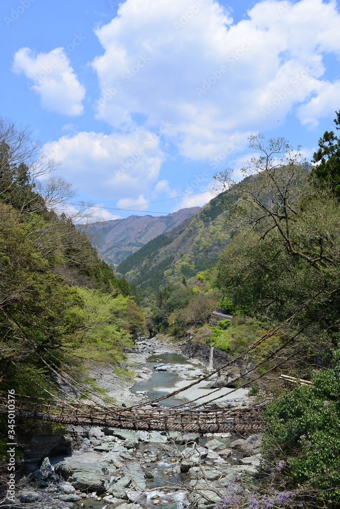 Φωτογραφία Japan's Shikoku region Is a bridge made of wood in Tokushima Prefecture Iya no K