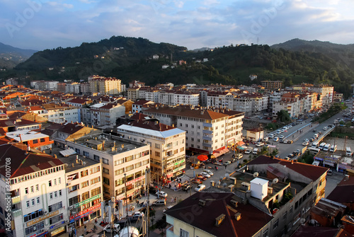 TRABZON, TURKEY - SEPTEMBER 24, 2009: City, General View, Buildings, Green Hills and Clouds. Of District