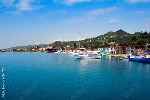TRABZON, TURKEY - June 28, 2008: Fishing shelter, Boat, Tea factory and the view of the coastline. Of District 